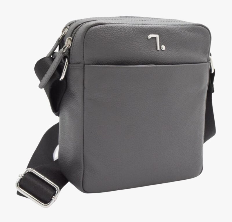 2Earth-60-101, Seven Dots, Medium Leather Shoulder Bag Grey